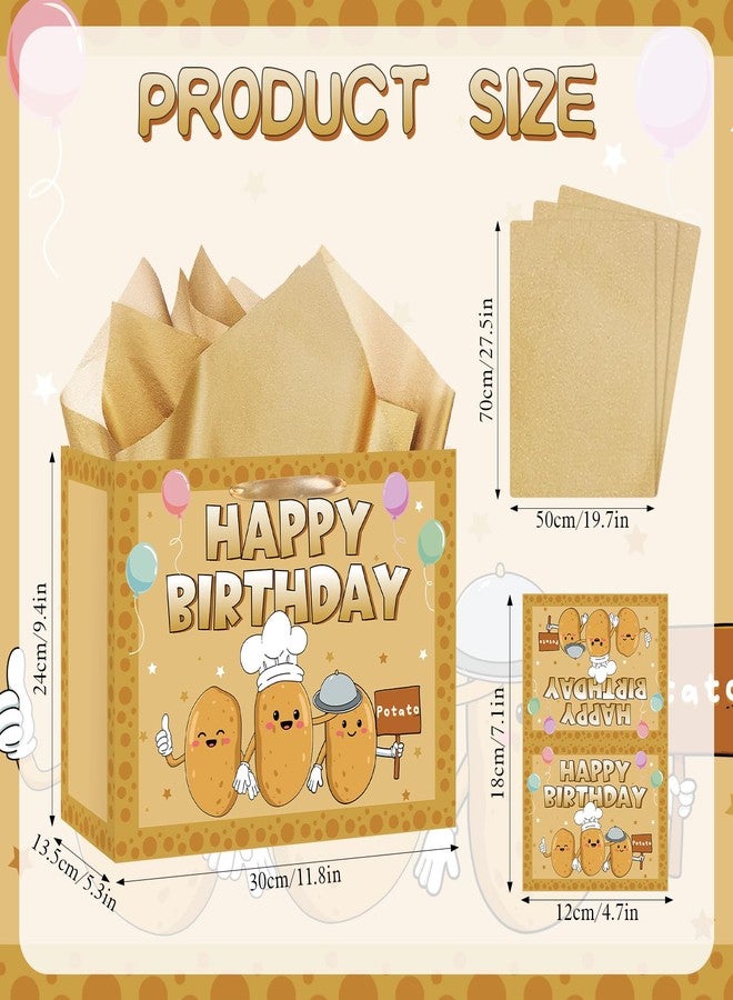 Woosytoo Potato Gift Bag for Kids for Kids Boys Girls Large Potato Birthday Favor Bag with Wrapping Paper Card for Potato Birthday Party Decorations Baby Shower Christmas Decor Supplies - Image 2